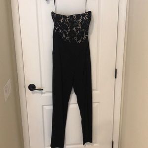 Black strapless jumpsuit.